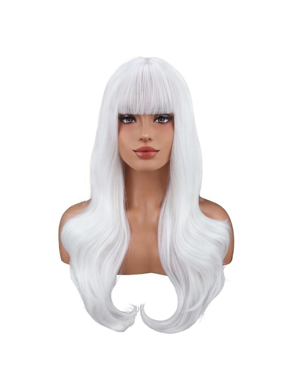 Women's White BERON Long Adjustable Ombre Wig for Curly Wavy Synthetic Hairs
